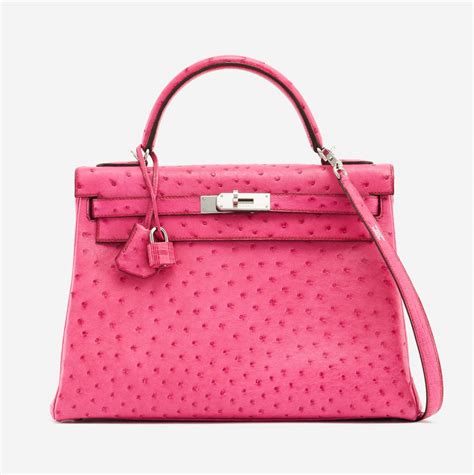 Hermès Kelly 32 Ostrich Fuchsia 